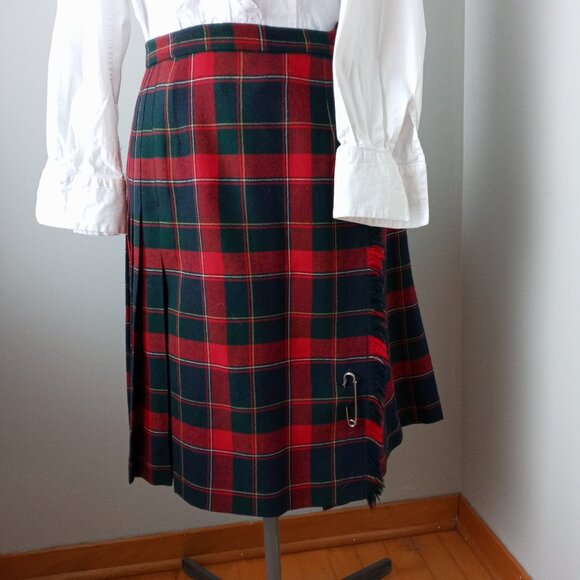 Vtg 60'S Highland Queen plaid du Quebec tartan 100% virgin wool skirt no size ta - Picture 5 of 10